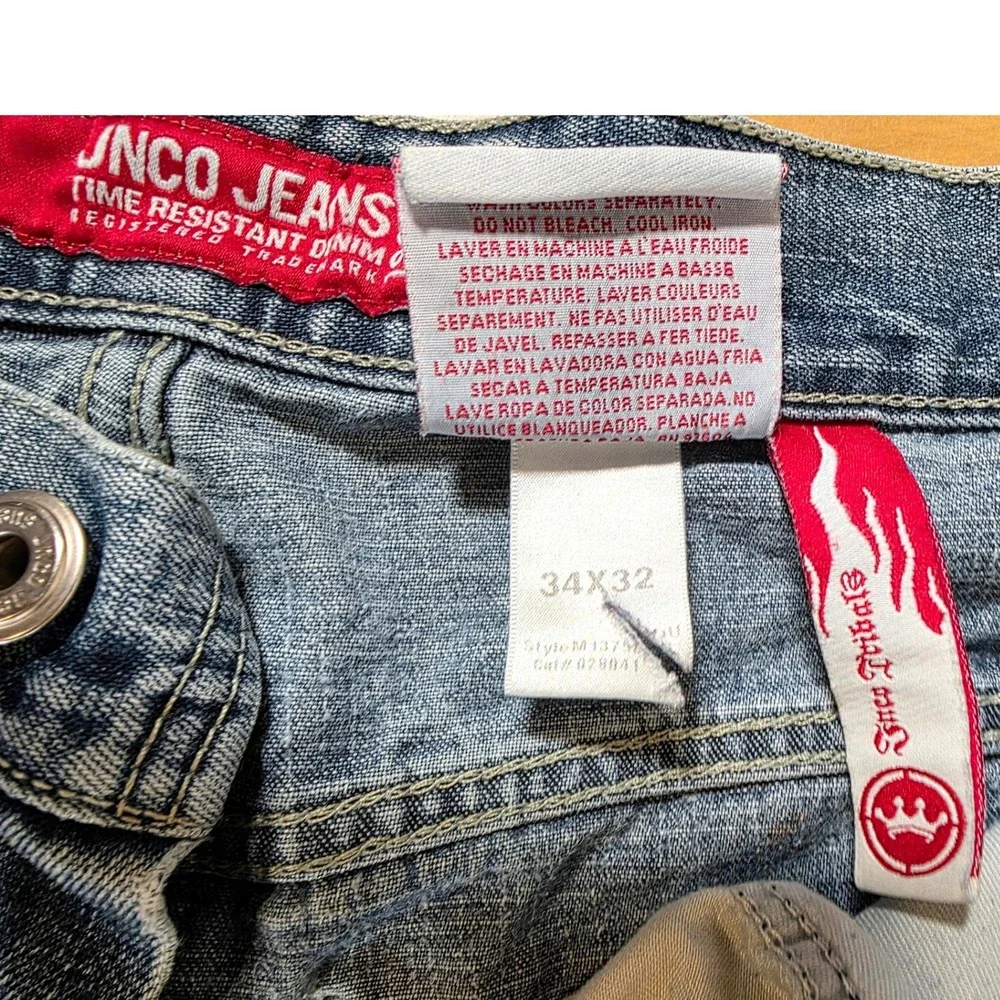 JNCO Vintage 90s / Y2K Tribal Cargo Jeans Men 34x32 Baggy Wide Leg Crown Logo
